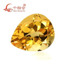 Pear shape yellow color natural cut beautiful natural citrine crystal gemstone H1015