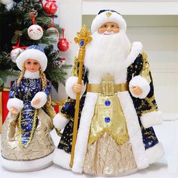 35cm 50cm Santa Claus Snow Maiden Candy Bucket Storage Bag Doll Christmas Decoration Figures Gifts Year 2022 Ornaments Decor 211018