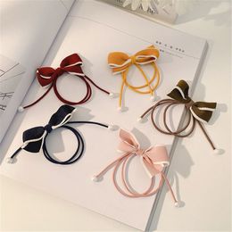 Fashion Bow Ribbon HeadRope Korean Version Of Small Fresh Fabric Lattice Hair Rope Girl Tie Elastic Rubber Band Hair Ring