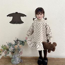 Girl's Dresses Girl Dress Kids Baby Sweater 2021 Flower Thicken Warm Winter Autumn Princess Clothes Outwear Evening Gown Cotton Children Clo