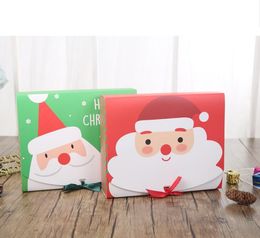 happy new year christmas Canada - red green 50%off Square Merry Christmas Paper Packaging Box Santa Claus Favor Gift bags Happy New Year Chocolate Candy Boxs Party Supplies