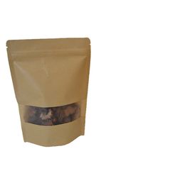 14*20cm (5.5*7.9") Kraft Paper Stand Up Packaging Bag Resealable Valve Self Seal Zipper Food Packing Pouches With Clear