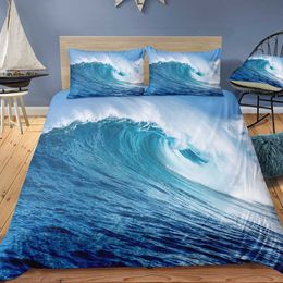 3Pcs Bedding Sets 3D Digital Printing Custom Quilt Duvet Cover Set Landscape Sea Surface Beach Home Queen King Quilt Pillowcase 210706