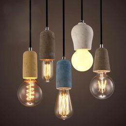 Pendant Lamps Colorful Brief Loft Nordic Cement Lights Modern Led E27 110V 220V Lighting Cord Lamp Restaurant Living Room Cafe Bedroom