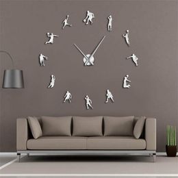 EVA Players DIY Large Clock Slam Dunk Kid Room Decor Giant Basketball Wall Watch Gifts 210310