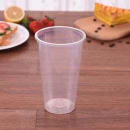 500ml 24oz Disposable Plastic Cups Cold Hot drinks Juice Cup Thicken Transparent Drinks Mug With Lid DH200