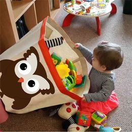 Cartoon Canvas Fabric Storage Box Folding Sundries Basket For Kid Toys Organisers Dirty Clothes YB090M21 210922