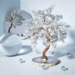 Hailanbao Crystal Natural Bonsai Money Tree Lucky Feng Shui for Tabletop Decor Home Office 211105