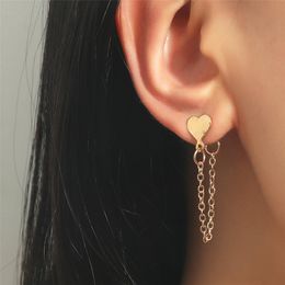 Trendy Heart Long Earrings Fashion Temperament Crystal Threader Drop Dangle Popular Hoop Earrings Women Gift Party Jewelry