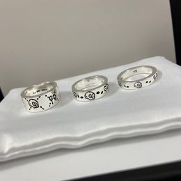 -Nueva Joyería Ghost Double GS925 Sterling Silver Skull Ring Old Ring para hombres y mujeres