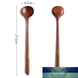 Long Handle Wood Spoon Durable Japanese Style Solid Stir Soup Spoon Hot Pot Cooking Utensil Tableware for Kitchen