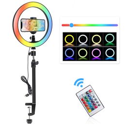 Lighting 13/10 Inch 15 Colours Rgb Anillo de luz Led Ring Light With Two Table Clamps Usb Charge Lamp RGB04 for Birthday Party Streaming