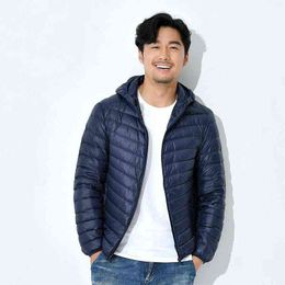 Plus Größe 5XL 6XL 7XL männer Mit Kapuze Packable Puffer Jacke 2021 Herbst Winter Neue Männer Leichte Jacke Isolierte Unten mantel G1108