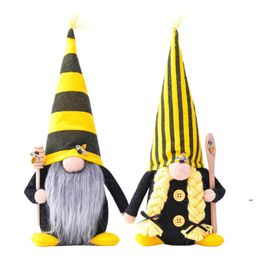 Party Favor Bee Striped Gnome Lemon Faceless Doll Tree Hanging Ornament Decorative Plush toys Little Angel pendent FWB9249