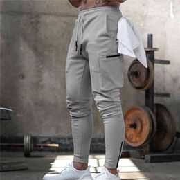 Mens Jogger Pnats Sweatpants Man Gyms Workout Fitness Cotton Trousers Male Casual Fashion Skinny Track Pants Zipper design 210715