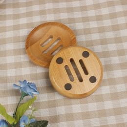 Round Mini Soap Dish Creative Environmental Protection Natural Bamboo Drying Soaps Holder Bathroom Accessories ZWL443