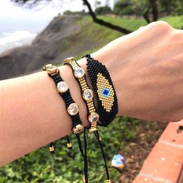 Go2boho Turkish Evil Bracelet Bangles For Women Jewellery Rhinestone Miyuki Beads Jewelry 2021 Fashion Greek Eye Bracelets