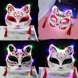 Luminous fox gato máscara feminina vibrato antique pintado masquerade halloween meia face halloween brinquedos
