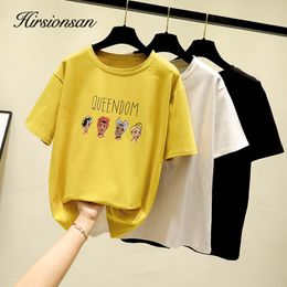 Hirsionsan Gothic Character Printed T Shirt Women Harajuku Soft Summer Cotton Tshirt Korean Loose Tees Ins Casual Female Tops 210302