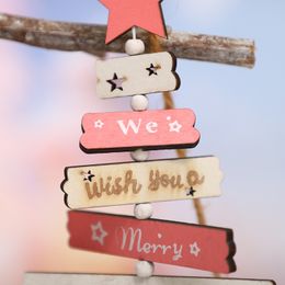 2021 New Christmas Decorations tree ornaments Colour wood laser hollowed out English letters creative Christmas crafts Wholesale