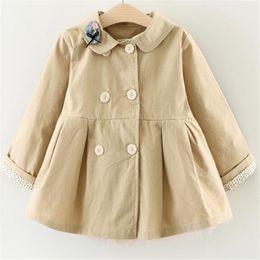 Criança infantil meninas tench casacos primavera outono lapela bordado windbreaker casaco outerwear crianças roupas de bebê