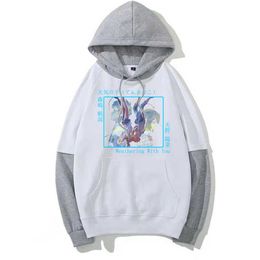 2021 Japan Weathering With You Cute Amano Print Loog Sleeve Fake Two Pieces Hoodie Sweatshirt Simple Classic H0910