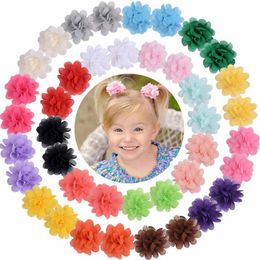 NEW 24 Colors Baby Girl Hair Clip Kids Chiffon Flower Accessory Hairpin Boutique Ribbon Hairband Ins Barrette
