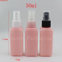 perfume in pink square bottle Canada - 50ml X 50 square pink spray pump bottle , travel perfume containers fine mist sprayer clear pothigh quatiy