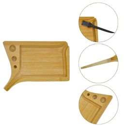 HONEYPUFF Handmade Bamboo Wood Rolling Tray With 3 Cone Holes Tobacco Smoking Accessories Roll Your Own Cone