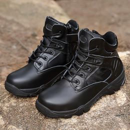 Black Military Ankle Mens Boots Wear-resisting Army Boots Men Waterproof Outdoor Hiking Men Combat Desert Tactical Ankle Boots