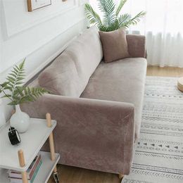 Thick Velvet Elastic Sofa Cover for Decor Living Room Corner Furniture Slipcover All inclusive Stretch 1/2/3/4 Seat Couch Covers 211102