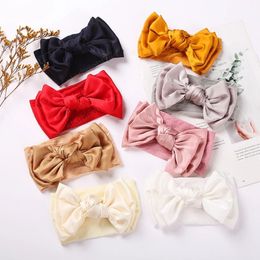 15*8 CM Children's Fashion Soft Nylon Wide Headband Cute Handmade Bowknot Elastic Hairband Baby Girls Headwear Holiday Gifts