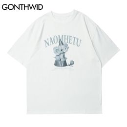 Tshirts Harajuku Toy Elephant Short Sleeve Tees Shirts Streetwear Mens Hip Hop Fashion Summer Casual Loose Cotton Tops 210602