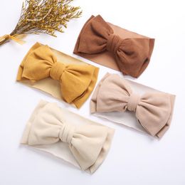 Solid Faux Cashmere Turban Bow Headband Topknot Elastic Winter Hair Bands Headwraps Newborn Baby Boy Girl Accessories
