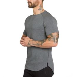 Brand gym clothing fitness t shirt men fashion extend hip hop summer short sleeve t-shirt cotton bodybuilding muscle tshirt man 220224