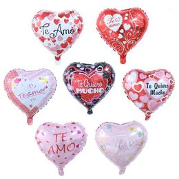 10pcs 18inch TE AMO Spanish I Love You Foil Balloons Quiero Mucho Heart Shape For Valentine's Day/Wedding Decor Helium Globos Party Decorati