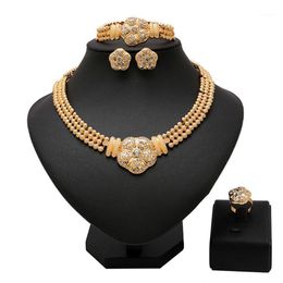 Earrings & Necklace Right Noble Gold Design Jewellery Set Nigerian Wedding Woman Accessories Fashion African Wholesale