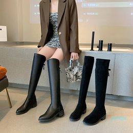 Boots Shoes Round Toe Fashion Woman Winter Footwear Sexy Thigh High Heels Boots-Women Punk Autumn Med Ladies 2021 Rub