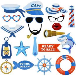 Amosfun 20pcs Nautical Po Props Pre-Assembled Po Booth Props Ocean Theme Party Supplies for Kids Birthday Party 210610