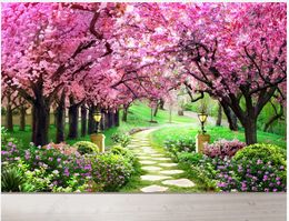 Custom photo wallpaper 3d murals wallpaper Modern flower forest garden path landscape painting background wall papers for living room decor