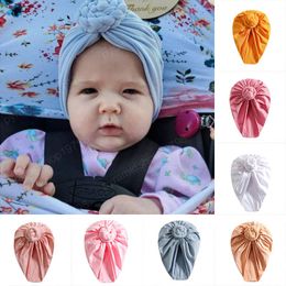 Cute Knot Baby Hat Solid Colour Soft Kids Baby Girl Boy Bonnet Hat Spring Autumn Newborn Infant Turban Beanie Cap