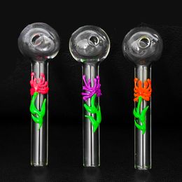 Glass Oil Pipe Glow in The Dark Oil Burner Pipes Tobacco Smoking Pipes Bongs Water Pipes Mini Oil Rigs SW96