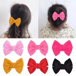 4 Inch Children Hair Bows Solid Hair Clip For Kids Girls Hairgrips Handmade Headwear Hair Accessories