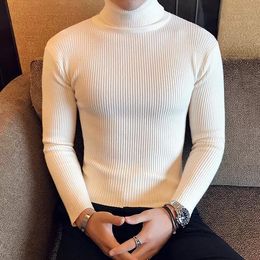 Mens Slim Solid Color Turtleneck Sweater Two Lapel Linger Shirt Tight Winter Tops Wear