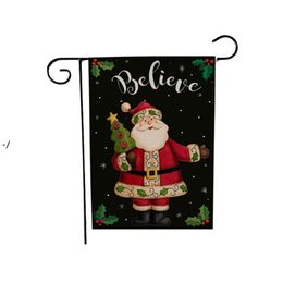 2021 Christmas Double-sided Printing Garden Decorations Flag 47*32 cm Linen Holiday Flags JJD10804