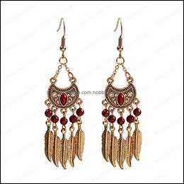 Dangle & Chandelier Earrings Jewellery Gemstone Pendant Tassel Feather Bohemian Leaf Women Indian Drop Delivery 2021 T1Viu