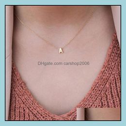 Chokers & Pendants Jewelryinitial Letter Womens Necklaces Simple Alphabet Pendant Charm Dipped Necklace Gold Sier (26 Letters) Drop Delivery