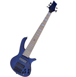 Factory Custom 5 Strings Active Electric Bass Guitar with Blue Body,2 Pickups,Can be customized