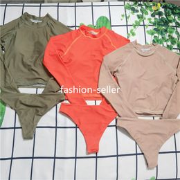 Damen Badeanzüge Bademode Sommer Schwimmen Langarm Tops Unterwäsche Reversible Damen Strand Badeanzug Badeanzüge Sexy