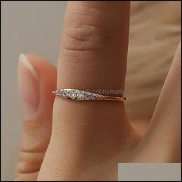 Band Rings Jewellery Wedding Ring For Women Classical Mini Cubic Zirconia Sier Fashion Drop Delivery 2021 5Axpr